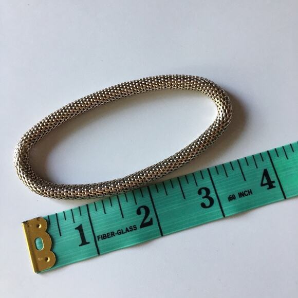 Delicate silver tone mesh roll-on style bracelet - Picture 5 of 8